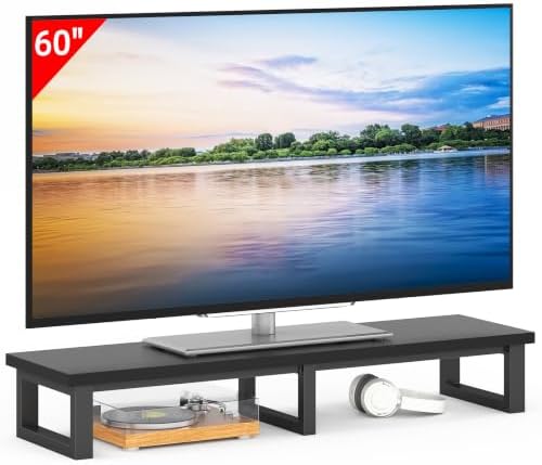 YAOHUOO 45" Large TV Riser for 32-60 inch TV, TV Riser Stand Shelf,Black by YAOHUOO
