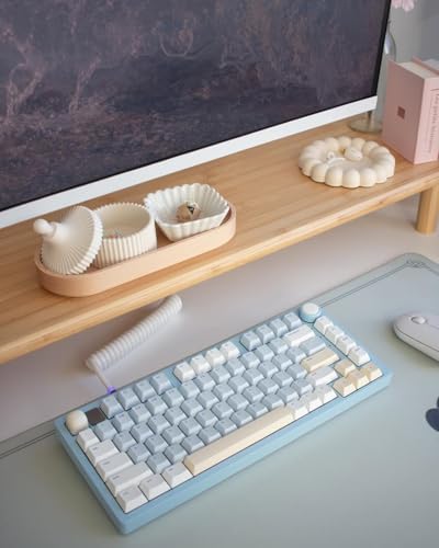 Bamboo Dual Monitor Stand Riser, Natural Desktop Shelf with Storage - Image 5