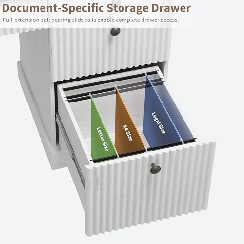 Garvee 54" Fluted Home Office Desk with File Drawer for Home Office - Image 4