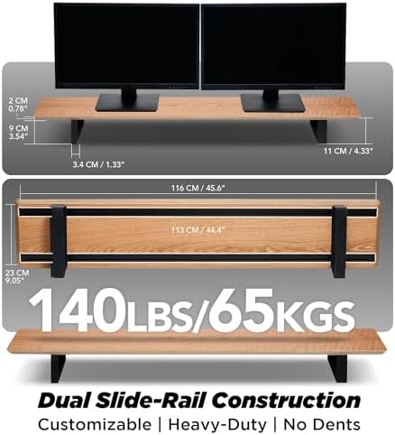 ULTRARM Moodular Wooden Monitor Stand Desk Organizer, Large 45.6" Oak - Image 4