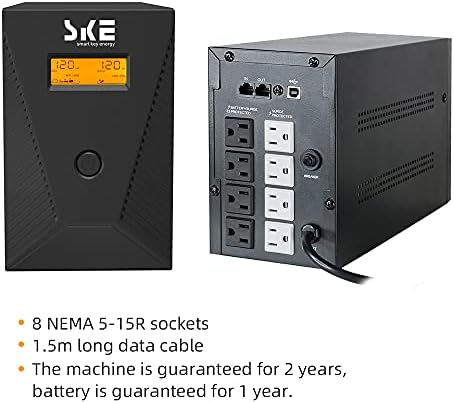 1500VA/900W Ups Battery Backup and Surge Protector,Computer Uninterruptible Power Supply Units,SKE Ups Power Supply,SK1500 - Image 5