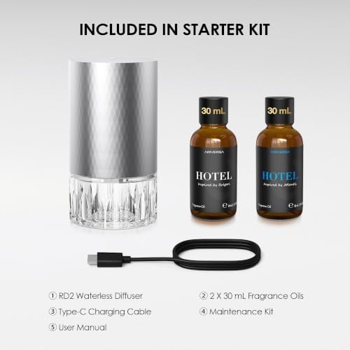 Airversa RD2 Waterless Essential Oil Diffuser Starter Kit, Silver - Image 7