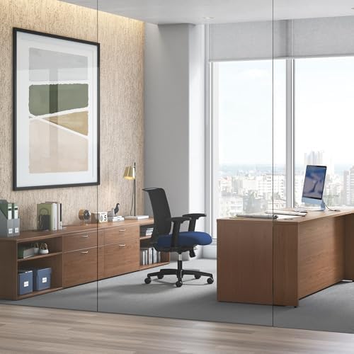 HON MOD Computer Desk, Office Desk with 5 Drawers, Walnut - Image 2