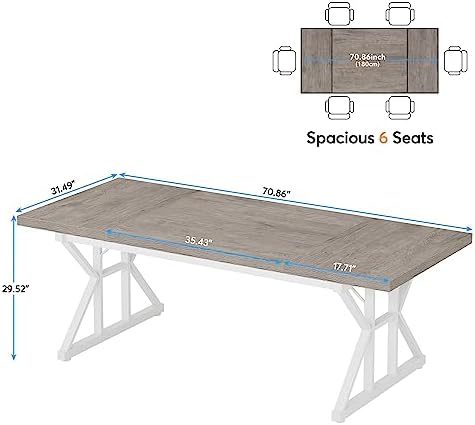 Tribesigns 70.8-Inch Executive Desk, Large Computer Office Desk Workstation, Modern Simple Style Laptop Desk Study Writing Table Business Furniture for Home Office (Grey/White, 70.8 Inch) - Image 2