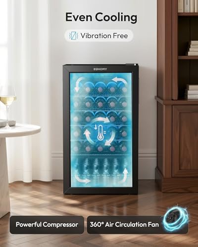 EUHOMY 125 Can Wine Cooler Refrigerator, Wine Fridge Glass Door, Black - Image 2