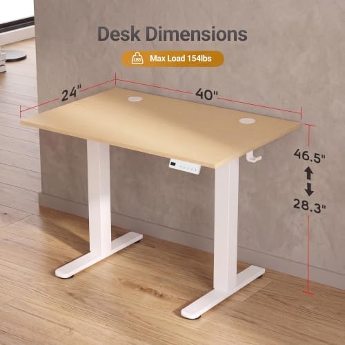 Claiks Electric Standing Desk 40x24 Inch Adjustable Desk, Nature - Image 3