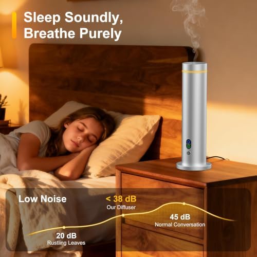 Maromalife Waterless Diffuser, 1000 Sq.Ft Coverage, Essential Oil Diffuser with Tilt-Safe, Remote Control, Adjustable Mist, Mood Lights Aromatherapy Diffuser for Home, Room, Office, Hotel, Silver - Image 3