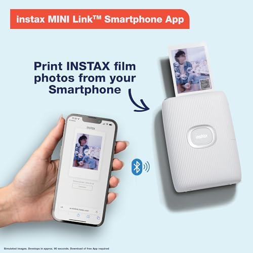 Fujifilm Instax Mini Link 2 Smartphone Photo Printer, Wireless, Portable, and Lightweight Instant Film Printer, Bluetooth, Compatible on iPhone IOS or Android Devices - Clay White (Renewed) - Image 2