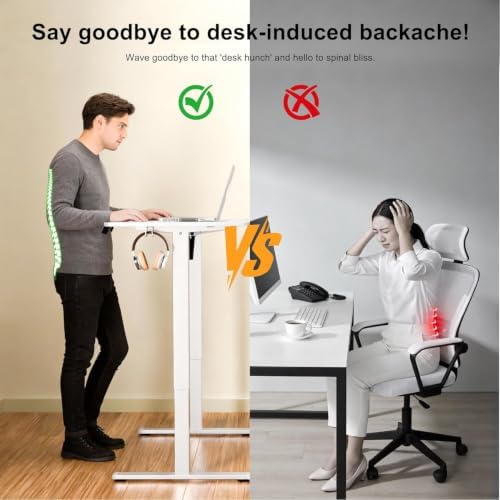 ERGOMAKER 63"x24" Standing Desk, Height Adjustable Sit-Stand Office, White - Image 5