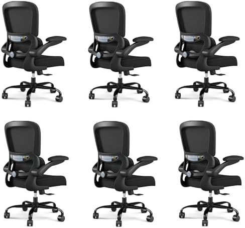 TRALT Office Chair - Ergonomic Desk Chair with Adjustable Lumbar Support, Mesh Computer Chair, Executive Chairs for Home Office Comfortable Lumbar Support Black Pack of 6 by TRALT
