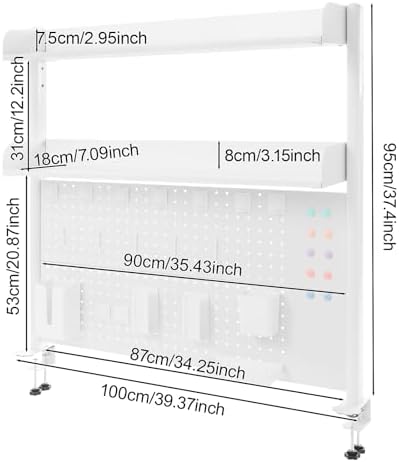 Desktop Bookshelf Clip-on Desk Shelf with Spacious Pegboard, Multipurpose Clamp On Desk Organizer Desktop Organizer Desk Pegboard for Office Home Gaming (White) - Image 3