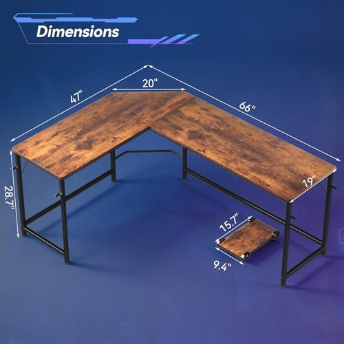 66" L Shaped Gaming Desk Reversible Corner Desk for Home Office - Image 3