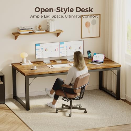 Mericonia 63 Inch Computer Desk with Power Outlets, 1.2" Thick Office Table - Image 7