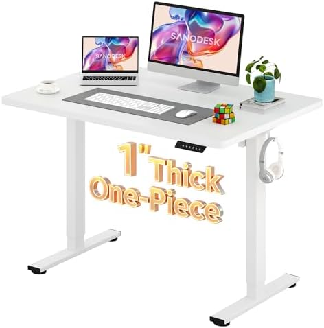 SANODESK One-Piece 1'' Thick Height Adjustable Standing Desk 48''x30'' by sanodesk