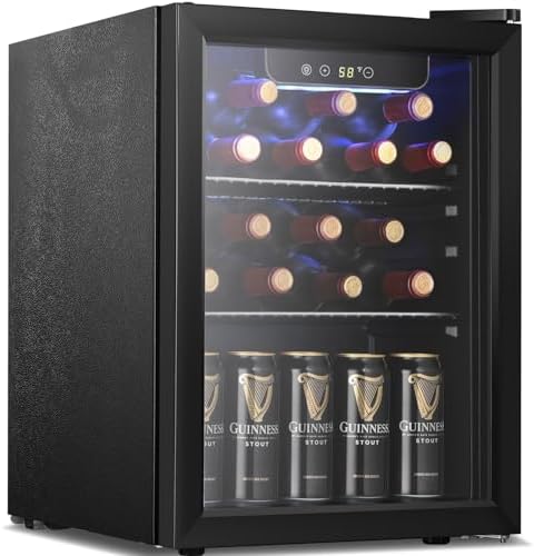 Antarctic Star Beverage Refrigerator Cooler Black, 1.7 Cu.ft, 40°F to 61°F, Mini Fridge for Soda, Beer, Wine, Glass Door,Adjustable Shelves & Digital Temperature beverage cooler for Home, Office Bar by AntarcticStar