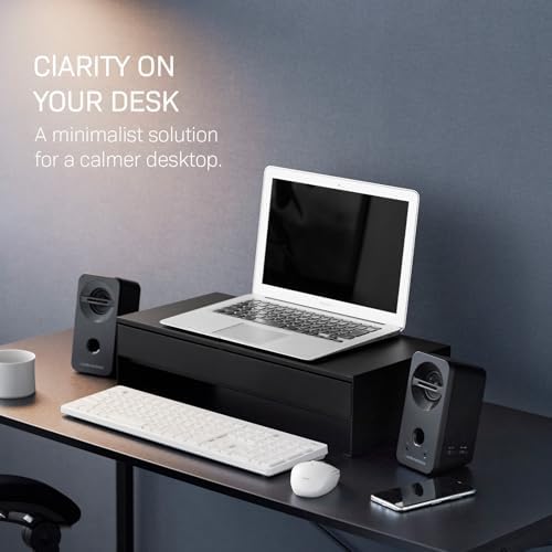 YAMAZAKI Home Monitor Stand with Drawer and Cable Management Riser, Black - Image 5