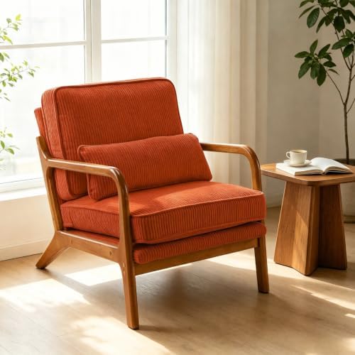 Karl home Mid-Century Modern Accent Reading Chair, Orange by Karlhome