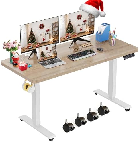 farexon 48x24 Inch Electric Standing Desk with Wheels, Oak Gray by farexon