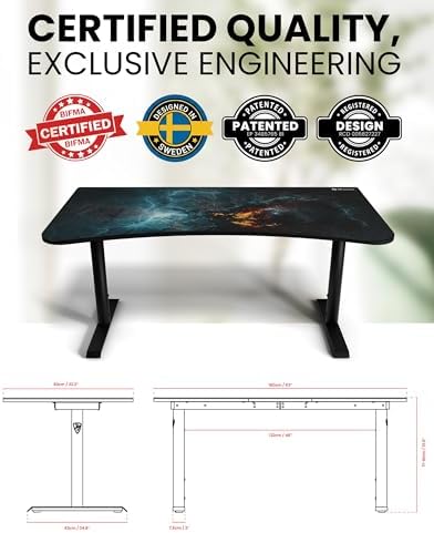 Arozzi Arena Special Edition Ultrawide Curved Gaming and Office Desk with Full Surface Water Resistant Desk Mat Custom Monitor Mount Cable Management Cut Outs - Omega - Image 6