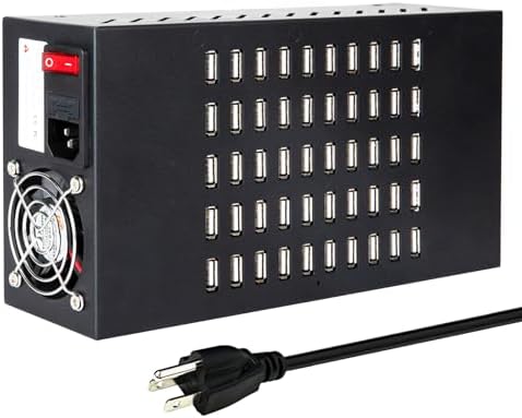 50 Port 200 Watt (40A) USB Charging Station, USB Fast Charger with Intelligent Protection, Multiple USΒ Desktop Chargers, Suitable for Hotels, Shops, Schools, Shopping Malls by RUANSZZDoublesidedtape