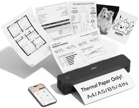 HPRT MT610 Portable Printer, Wireless for Travel, Inkless Thermal, Black by HPRT