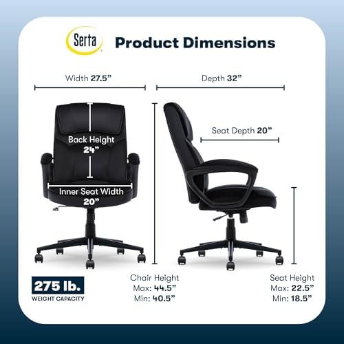Serta Executive Office Chair with Lumbar Support, Soft Velvet Fabric Chair - Image 2