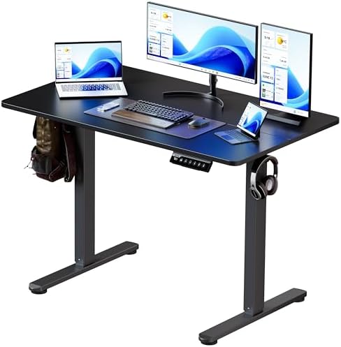 BIZUM 40x24 Inch Electric Standing Desk with Memory Presets, Quiet Motor Height Adjustable Stand Up Desk for Home Office & Gaming, Ergonomic Sit Stand Workstation，Black by Unknown