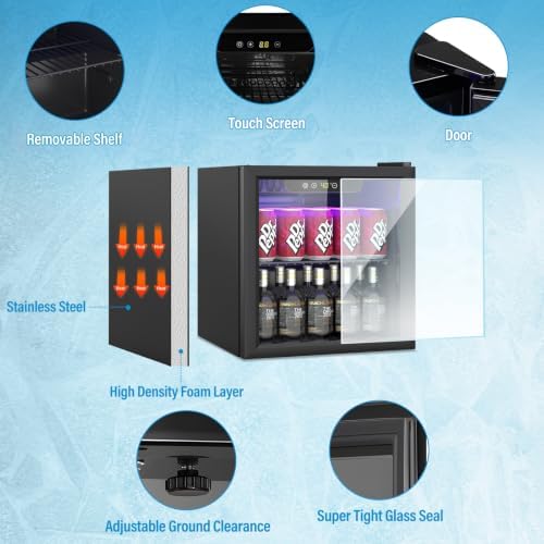Erivess 1.3 Cu Ft Mini Fridge, 60 Cans Freestanding Beverage Refrigerator - Image 2