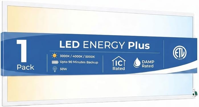 2X4 LED Flat Panel Light with Emergency Battery Backup, 50W 3000K/4000K/5000K, 0-10V Dimmable, 6250 Lumens, LED Drop Ceiling Lights, 100-277V, UL Listed (1 Pack) by LEDENERGYPLUS