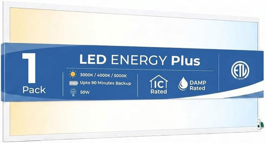 2X4 LED Flat Panel Light with Emergency Battery Backup, 50W 3000K/4000K/5000K, 0-10V Dimmable, 6250 Lumens, LED Drop Ceiling Lights, 100-277V, UL Listed (1 Pack) by LEDENERGYPLUS