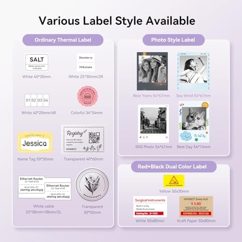 NIIMBOT B21 Pro Sticker Printer, 300DPI, Fun APP, Portable Inkless Label Printer, Bluetooth Sticker Maker for DIY Crafts, Notes, Scrapbook, Photo, Custom Labels & Gifts,Home Organization (Violet) - Image 5