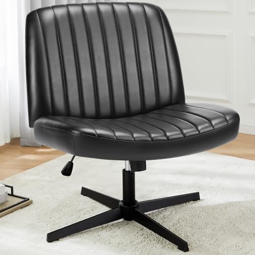 DUMOS Criss Cross Chair, Cross Legged Vanity Chair No Wheels, Home Office by DumosLifestyle