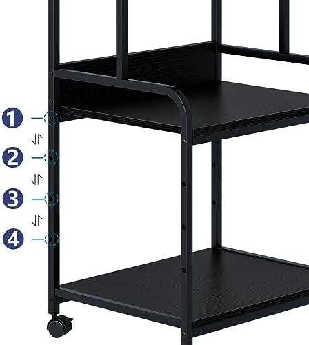 Arbuxzuy Printer Stand with Storage Shelf,3 Tier Printer Cart with Wheels,Mobile Printer Table for Home Office,Stands for Heat Press Scanner Fax,Industrial Style (Black) - Image 5