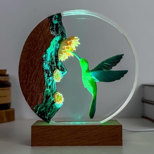 Hummingbird Resin Lamp, Handmade Resin Night Light for Home Office Decor - Image 4