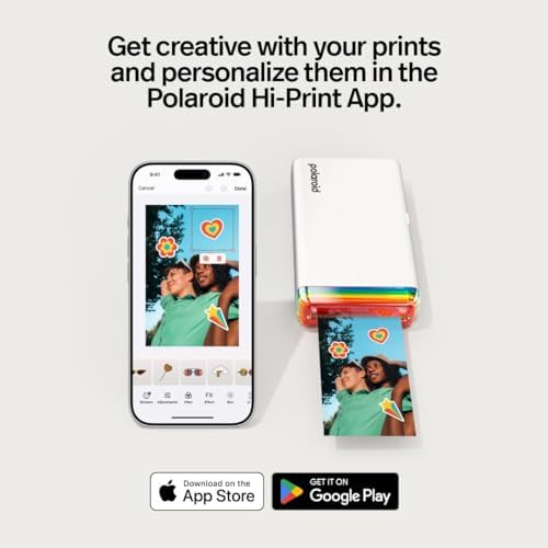Polaroid Hi-Print + Paper Bundle - 2nd Generation Bluetooth Connected 2x3 Pocket Photo Dye-Sub Printer - White Printer + 40 Photos (6438) - Image 5