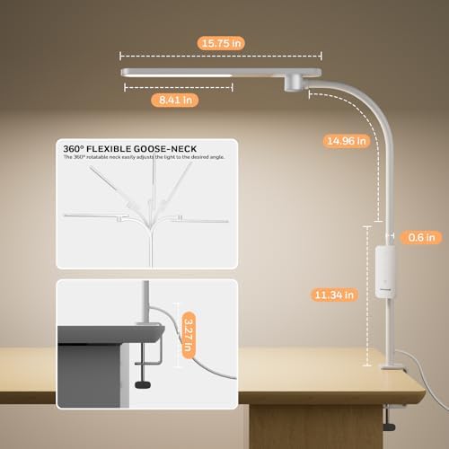 Honeywell HJ2 Clip On LED Desk Lamp with Clamp, Adjustable Reading Light - Image 3