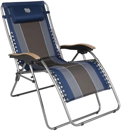 Timber Ridge Oversized Zero Gravity Chair, Padded Reclining Lounge Chair with Adjustable Headrest & Cup Holder, Heavy Duty Support 350 lbs, Foldable for Camping, Lawn, Outdoor & Indoor by TIMBERRIDGE