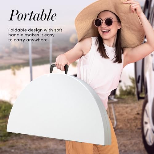 2 PACK of 3.5 Feet Circular Round Foldable Table with Built in Handle & Steel Legs | Heavy Duty Portable | Perfect for Party, Dining, Wedding, Events, Picnic Indoor, Outdoor, Camping, Utility - Image 6
