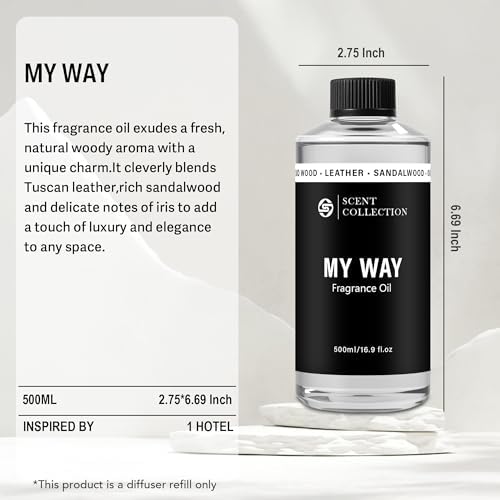Luxury Hotel Scent My Way Diffuser Oil (500ml/16.9Fl oz) - Essential Aromatherapy for Large Room & Home - Premium Fragrance Oil Blend for Ultrasonic & Waterless Diffusers - Sandalwood, Cedarwood, Iris - Image 3