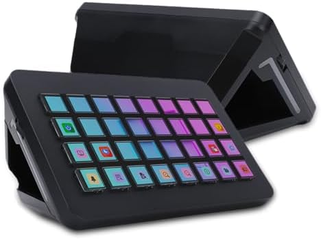 Stream Controller Deck, Macro Keypad with 32 Programmable Keys, Customizable Visual Touch Pad, for Content Creators, Streaming Gaming (Black) by Wisoqu