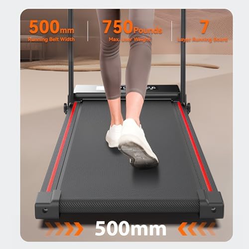 Under Desk Walking Pad with Removable Handle Bar for Home 2.0HP Treadmills for Home Small Space LED Display Electric Mini Portable Walking Pad 0.6-6.2MPH 330LBS Capacity Compact Walking Pad - Image 5