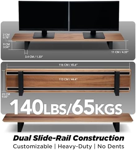 ULTRARM Moodular Wooden Monitor Stand Desk Organizer, Large 45.6" Walnut - Image 4