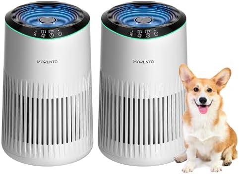 Air Purifiers for Bedroom Home for Smoke Pet Dander Odors 2 Pack Ivory by MORENTO