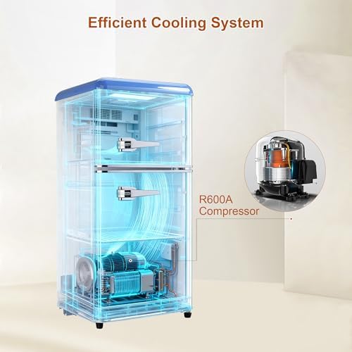 Retro Mini Fridge with Freezer 3.5 Cu. Ft, Small Refrigerator Dual Door - Image 7