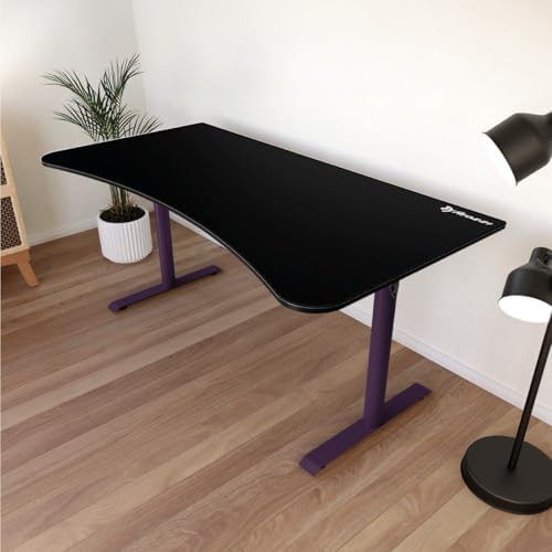Arozzi Arena Ultrawide Curved Gaming and Office Desk with Full Surface Water Resistant Desk Mat with 3 Custom Monitor Mount Cut Outs and Under The Desk Cable Management Netting - Deep Purple - Image 2