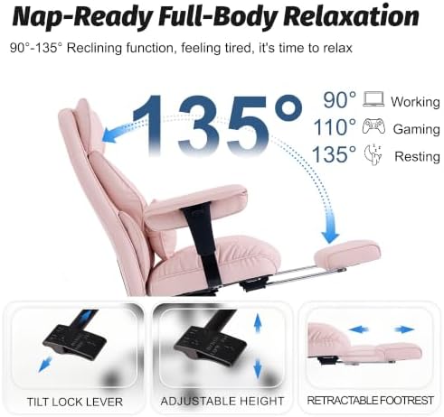Efomao Executive Office Chair 400lbs,Pink Big and Tall Desk Chair - Image 5
