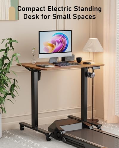 32" Small Rolling Electric Standing Desk Adjustable Height for Home Office - Image 3