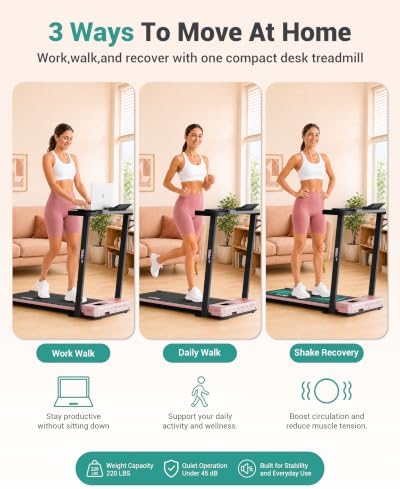 Walking Pad with Vibration Plates, 3 in 1 Walking Vibration Pad, Walking Pad with Incline, Under Desk Walking Pad with Remote Control and LED Display for Home Small Space - Image 6