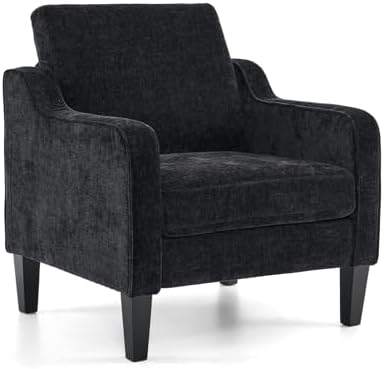 VINGLI Black Accent Chair, Chenille Upholstered Armchair for Living Room by VINGLI