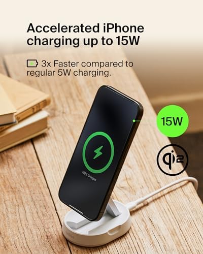 Belkin Qi2 15W Magnetic Wireless Charging Stand, Convertible Fast - Image 2